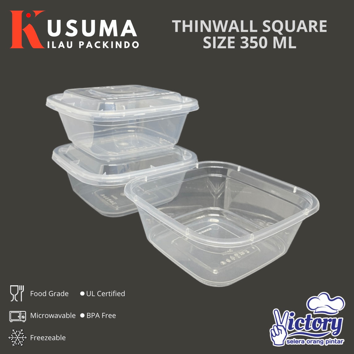 VICTORY THINWALL SQUARE SIZE 350 ML