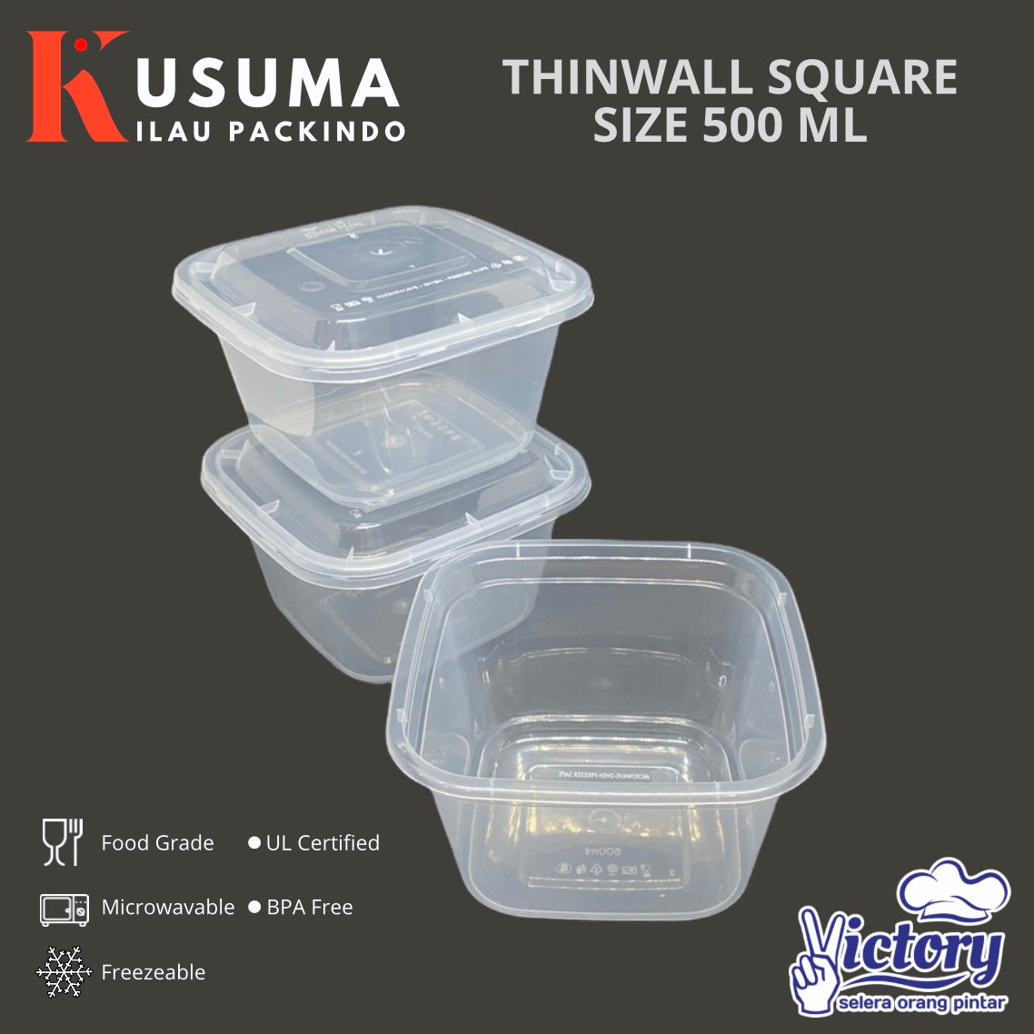 VICTORY THINWALL SQUARE SIZE 500 ML