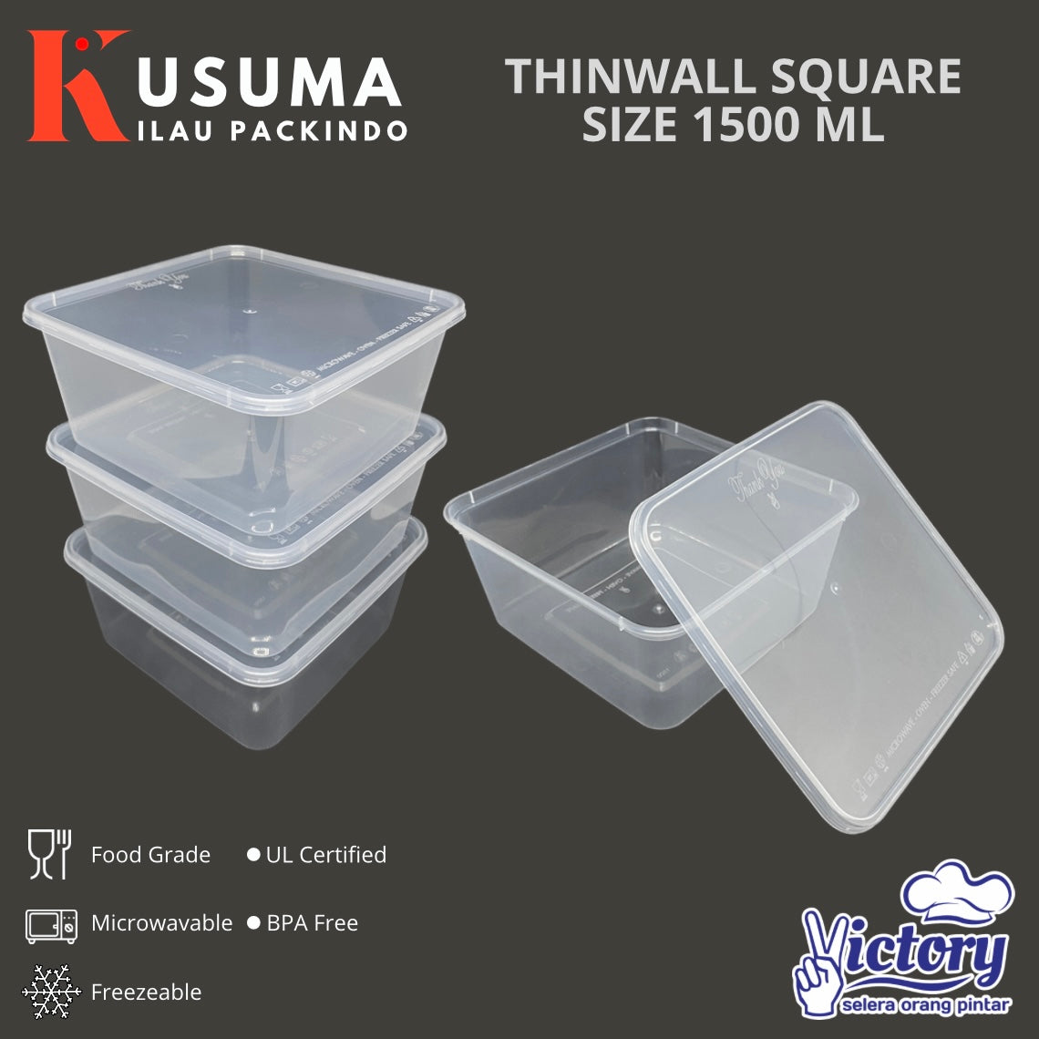 VICTORY THINWALL SQUARE SIZE 1500 ML