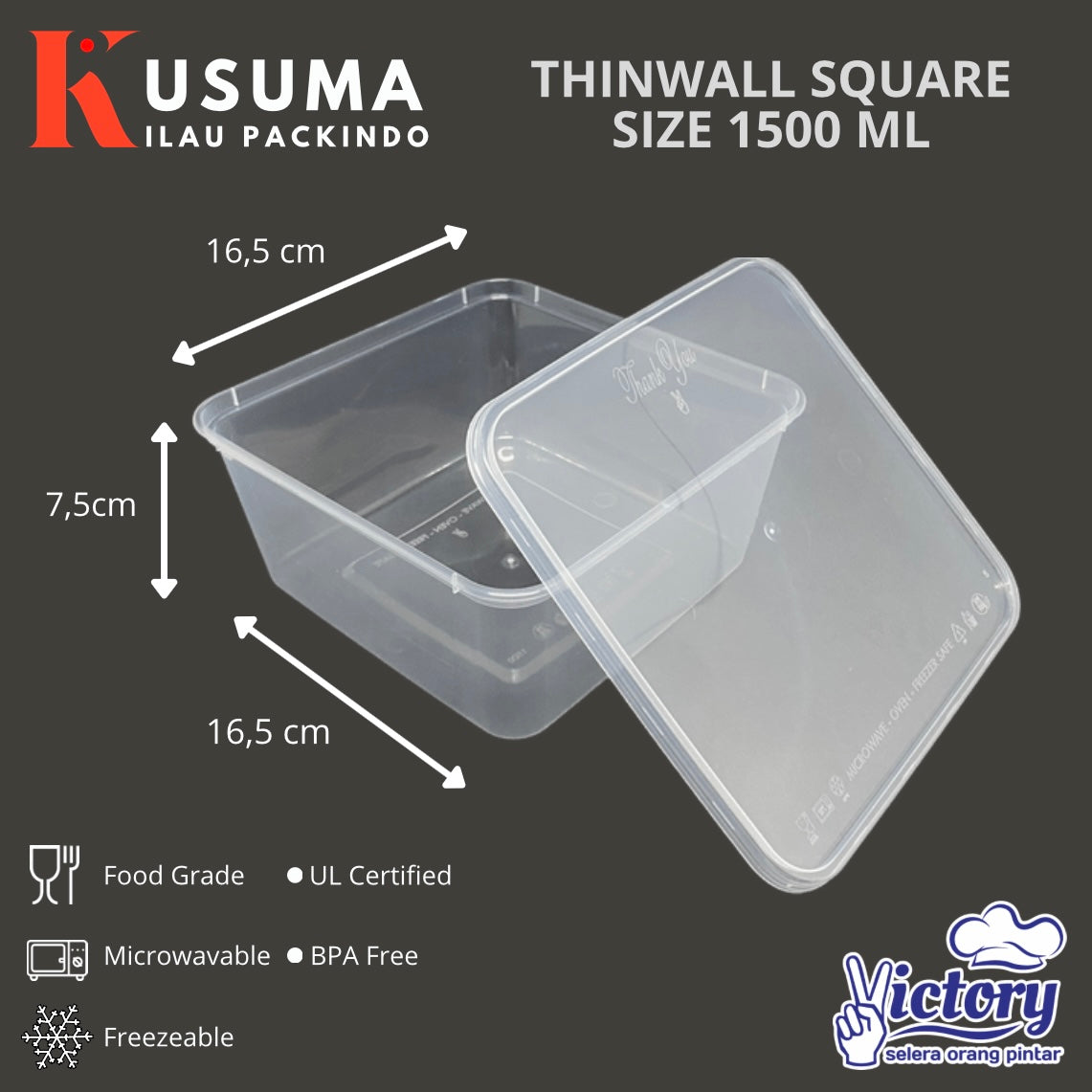VICTORY THINWALL SQUARE SIZE 1500 ML
