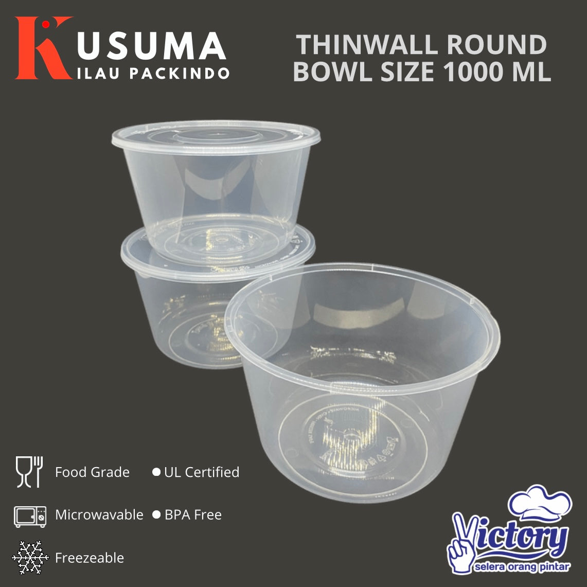 VICTORY THINWALL ROUND BOWL 1000 ML
