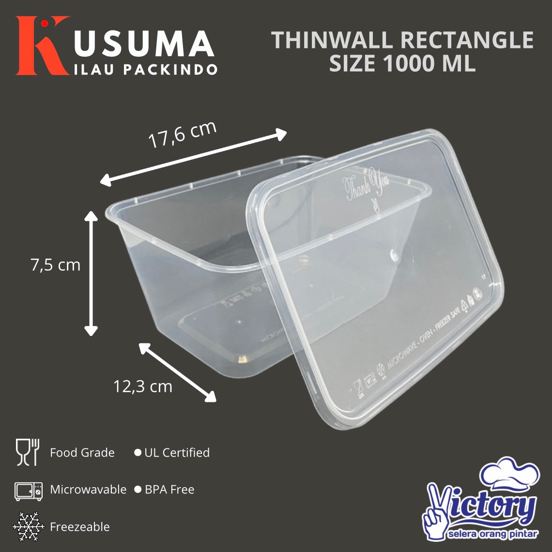 VICTORY THINWALL RECTANGLE 1000 ML