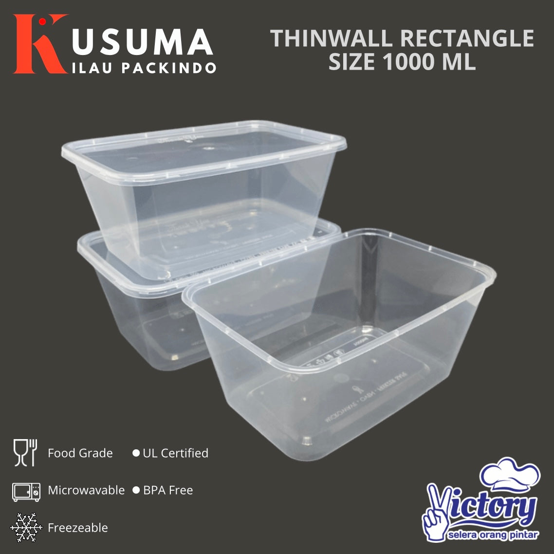 VICTORY THINWALL RECTANGLE 1000 ML
