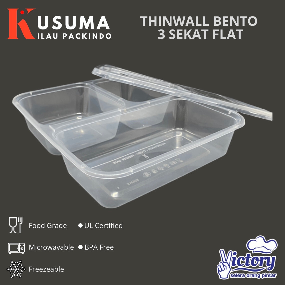 VICTORY THINWALL BENTO 3 SEKAT FLAT