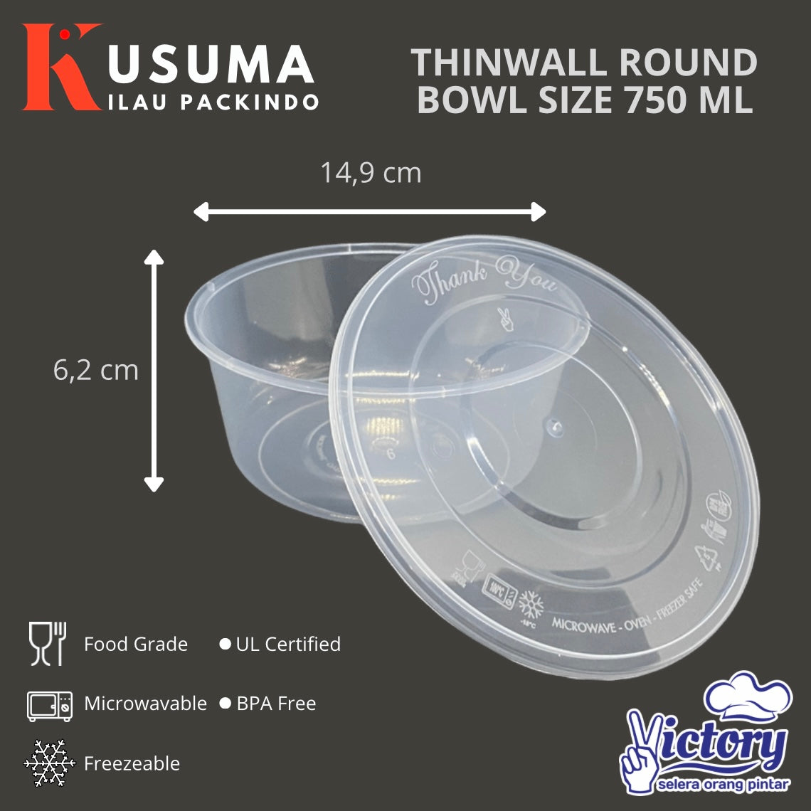 VICTORY THINWALL ROUND BOWL 750 ML