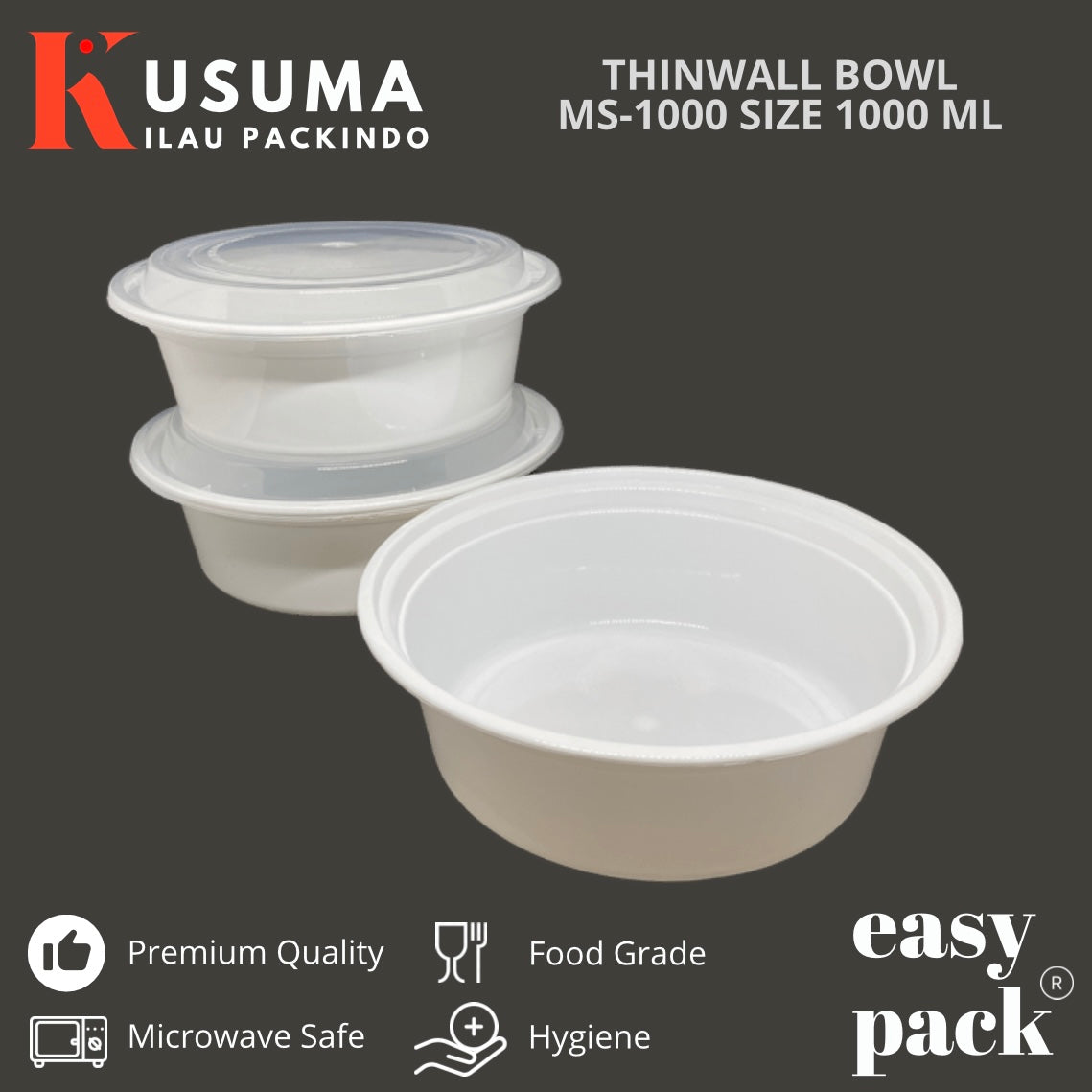 EASY PACK THINWALL BOWL MS-1000 PUTIH SUSU 1000 ML