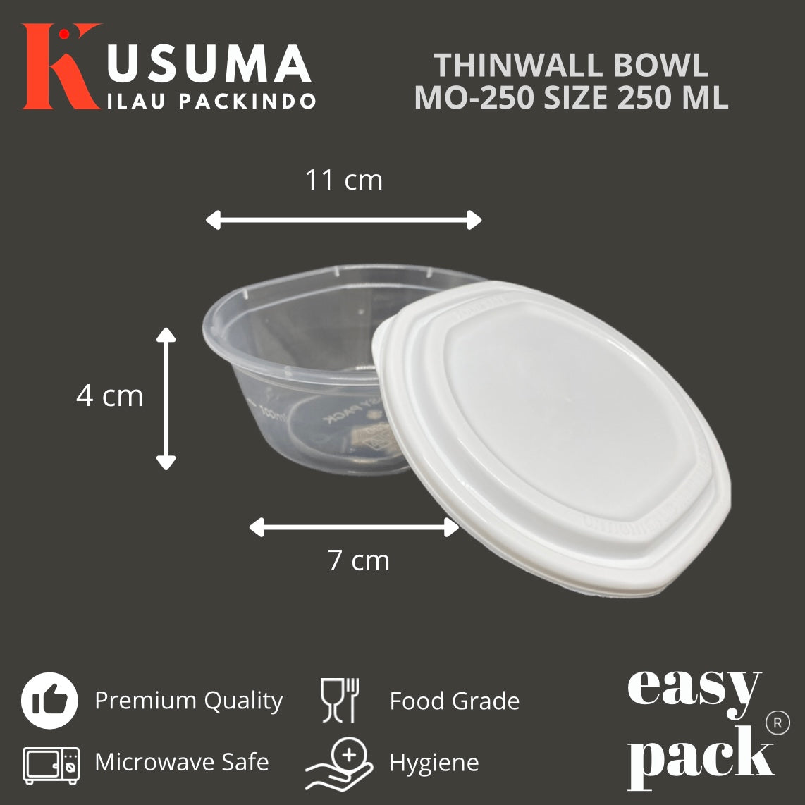 EASY PACK THINWALL CUP BOWL MO-250 TUTUP PUTIH 250 ML