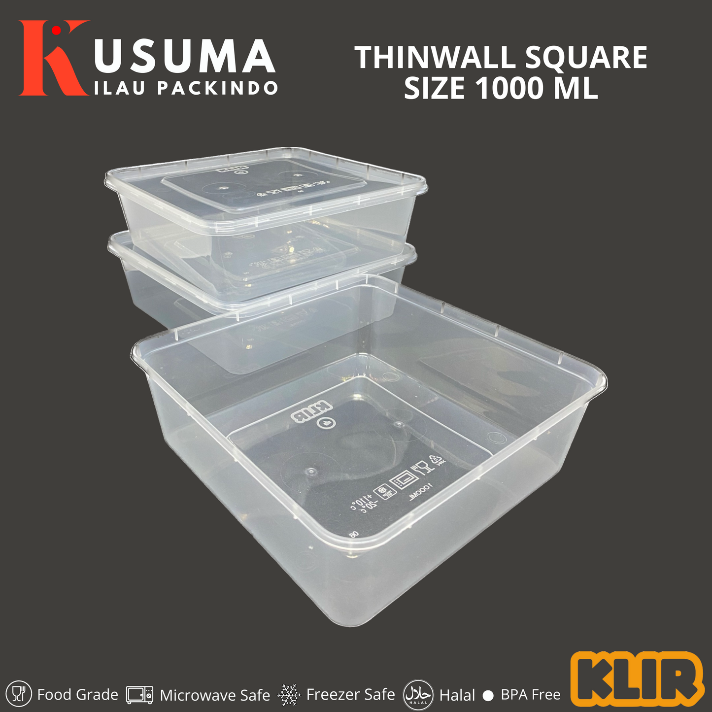 KLIR THINWALL SQUARE 1000 ML