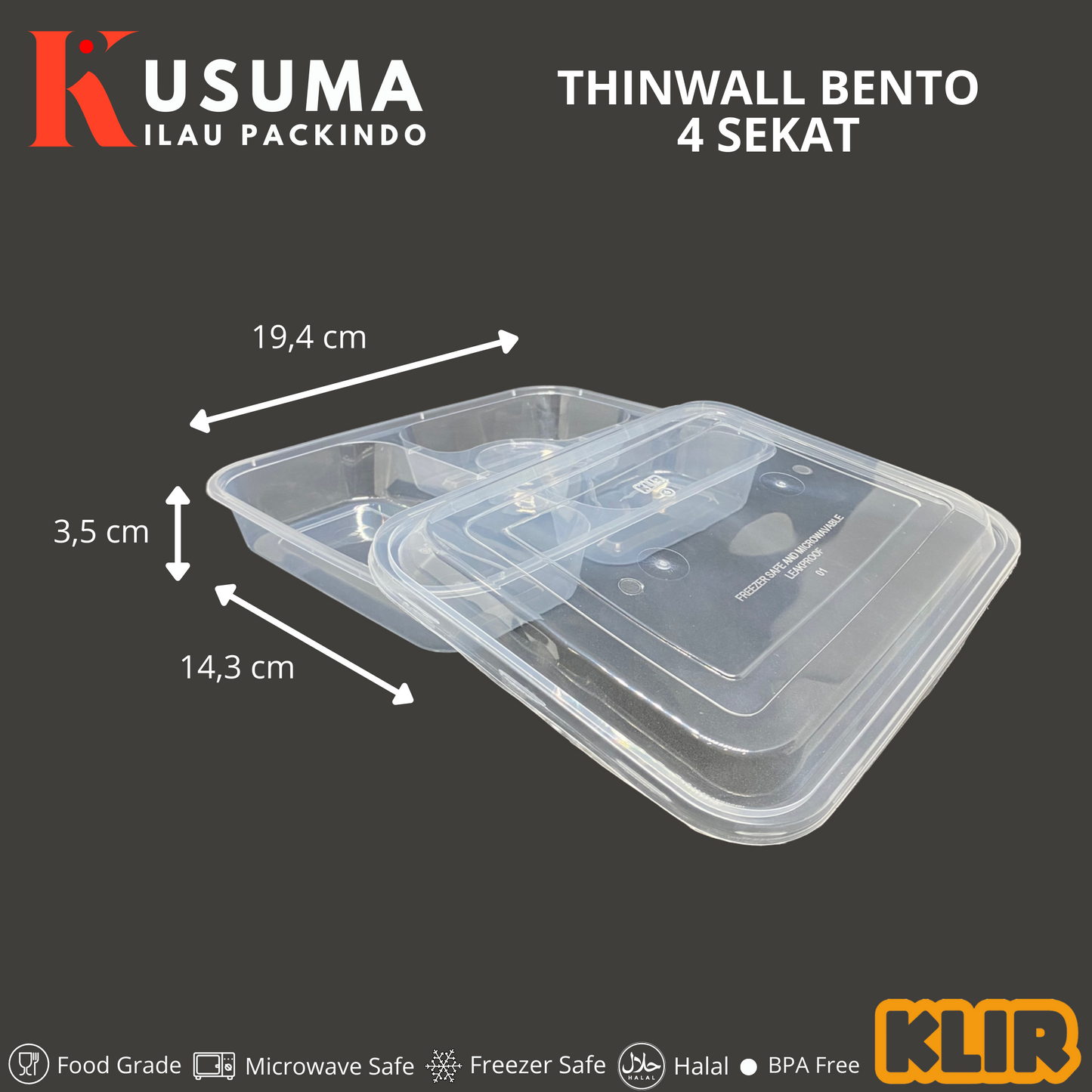 KLIR THINWALL BENTO 4 SEKAT DOME