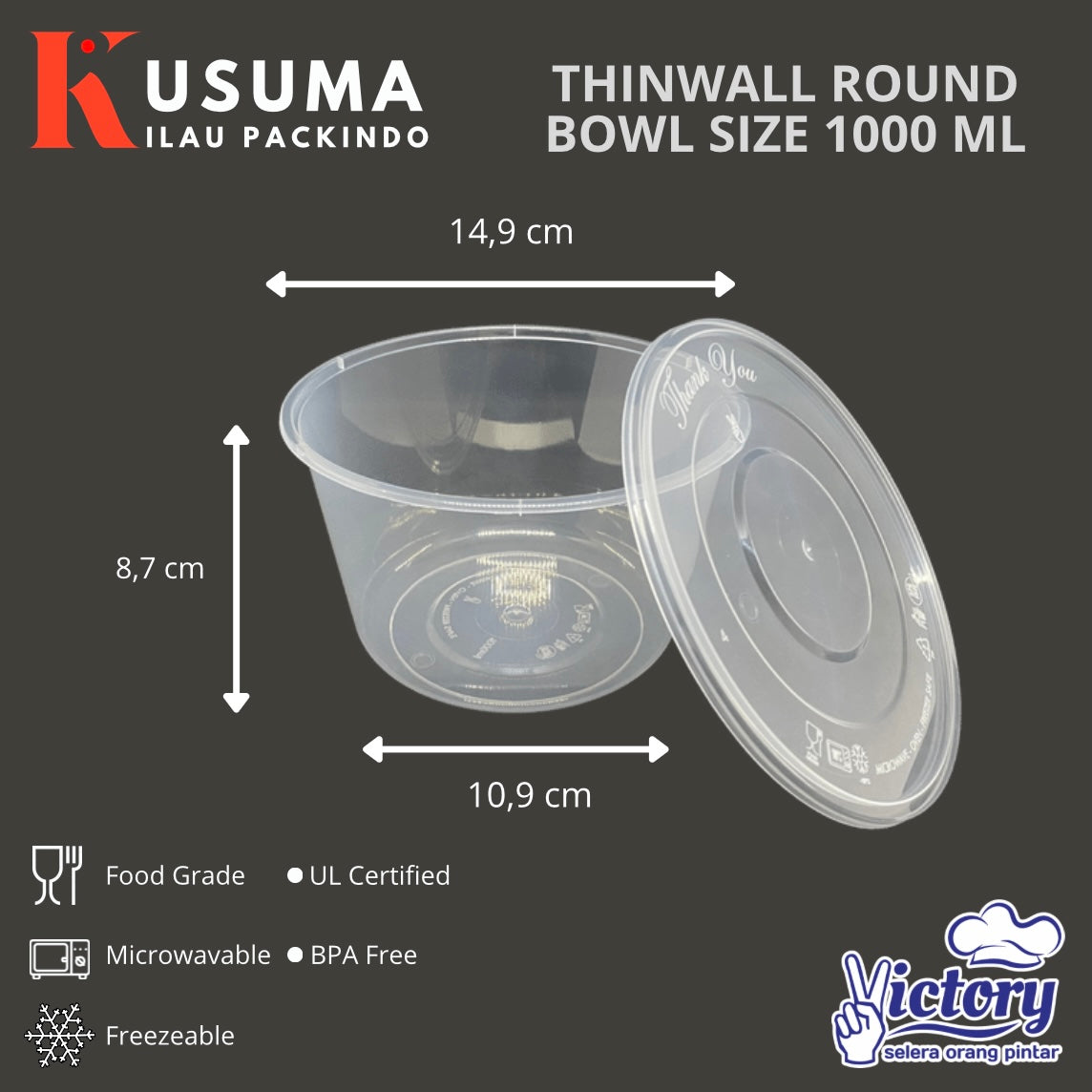 VICTORY THINWALL ROUND BOWL 1000 ML
