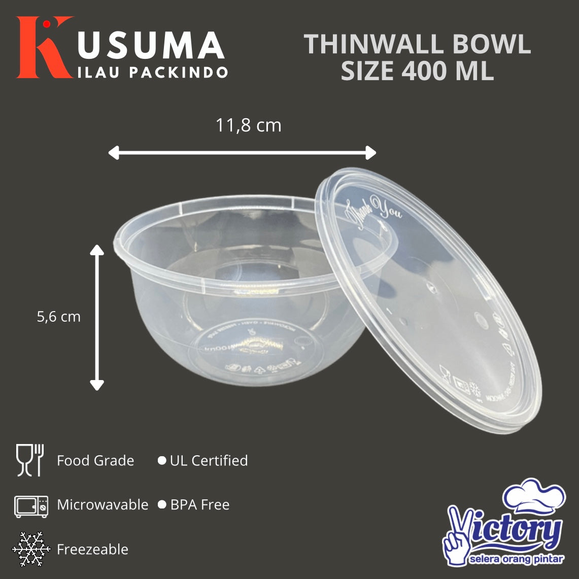 VICTORY THINWALL BOWL SIZE 400 ML