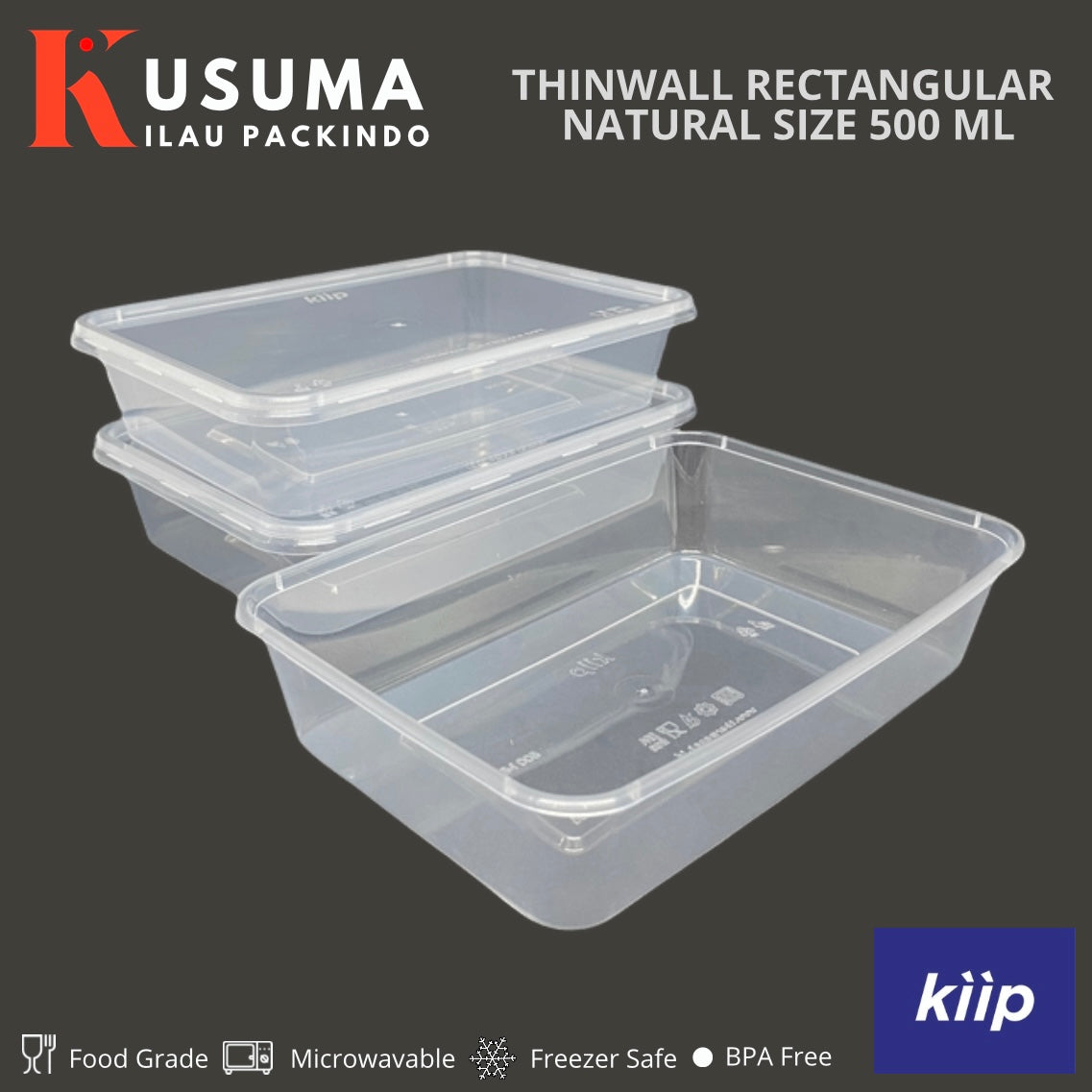 KIIP THINWALL RECTANGLE NATURAL SIZE 500 ML