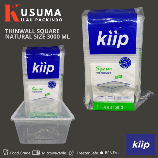 KIIP THINWALL SQUARE NATURAL SIZE 3000 ML