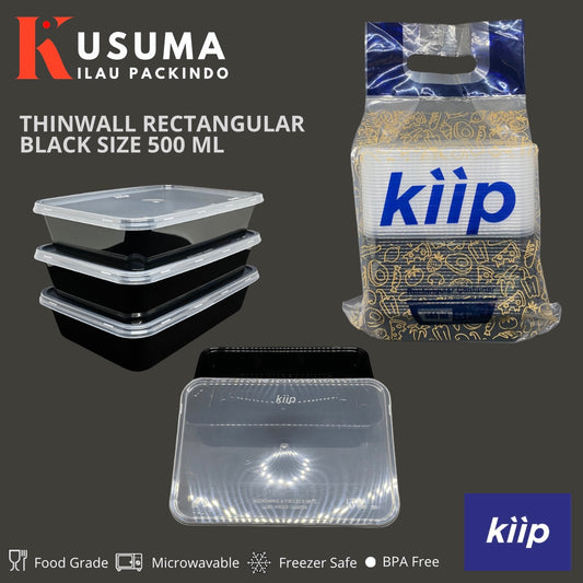 KIIP THINWALL RECTANGLE BLACK SIZE 500 ML