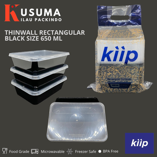 KIIP THINWAL RECTANGLE BLACK SIZE 650 ML