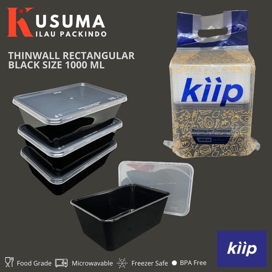 KIIP THINWALL RECTANGLE BLACK SIZE 1000 ML