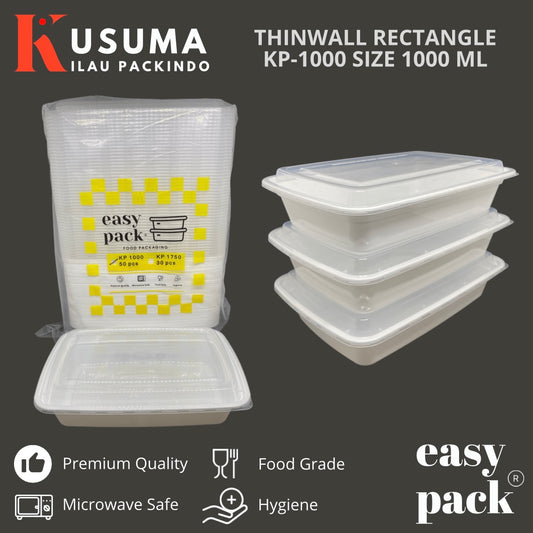 EASY PACK THINWALL RECTANGLE KP-1000 PUTIH SUSU 1000 ML