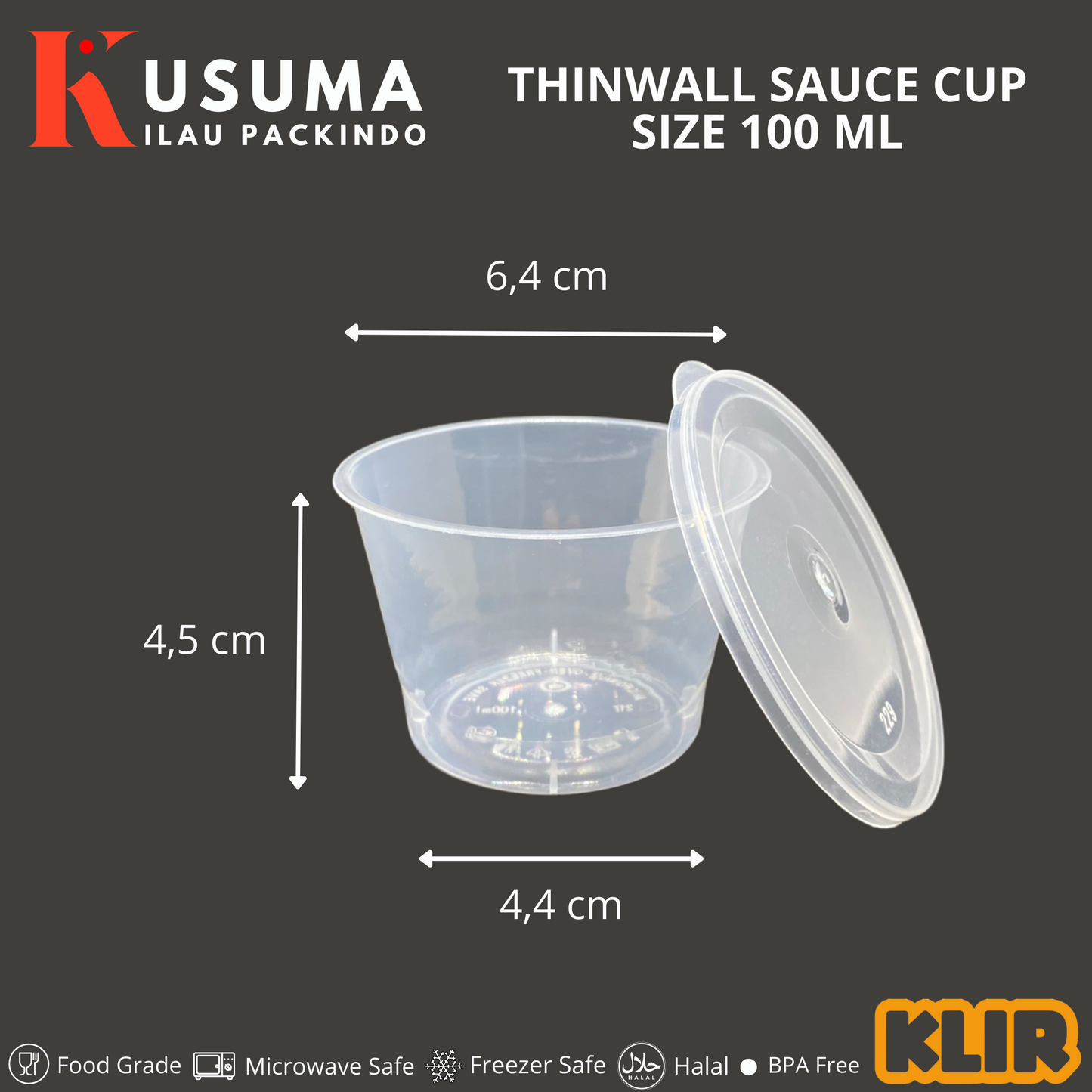 KLIR THINWALL SAUCE CUP 100 ML