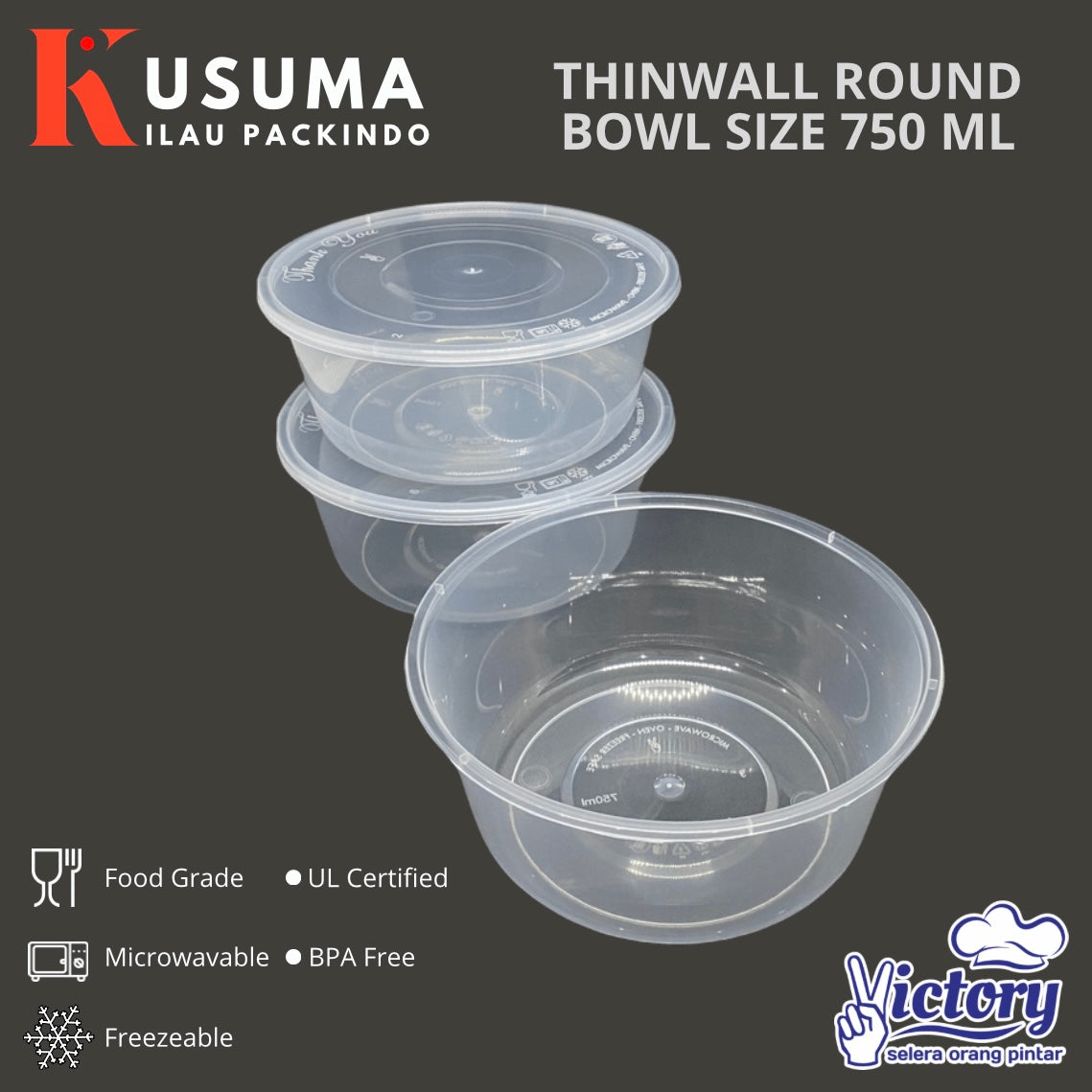 VICTORY THINWALL ROUND BOWL 750 ML