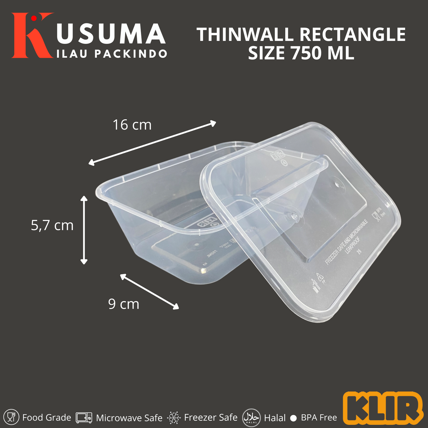 KLIR THINWALL RECTANGLE 750 ML