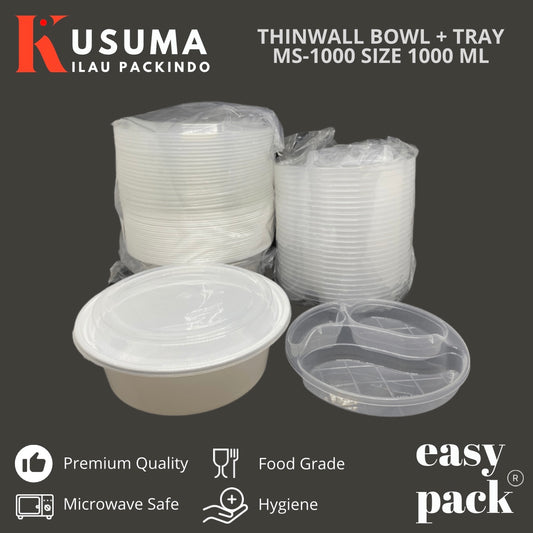 EASY PACK THINWALL BOWL & TRAY MS-1000 PUTIH SUSU 1000 ML