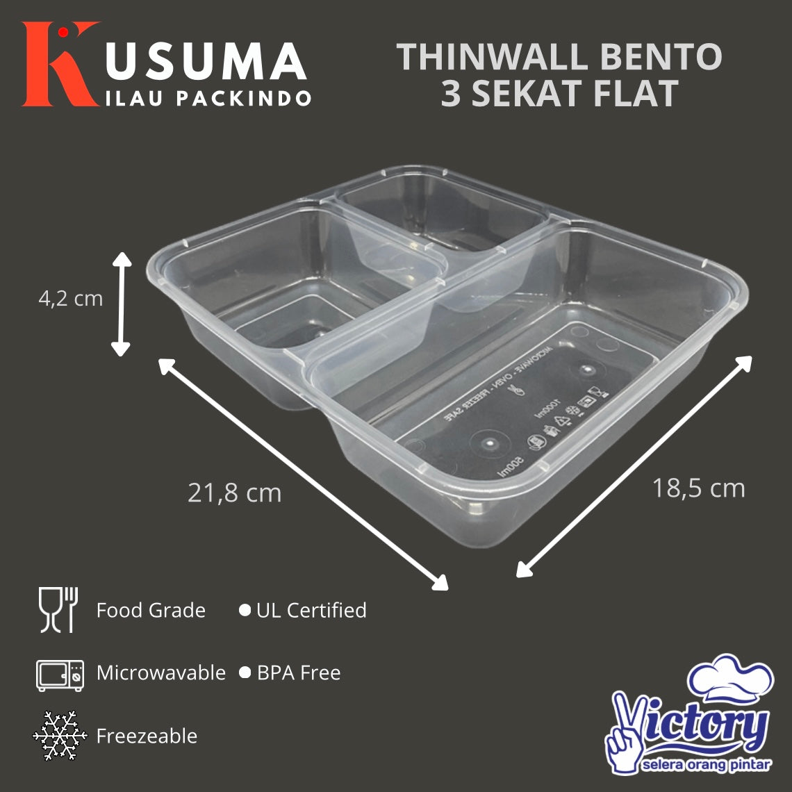 VICTORY THINWALL BENTO 3 SEKAT FLAT