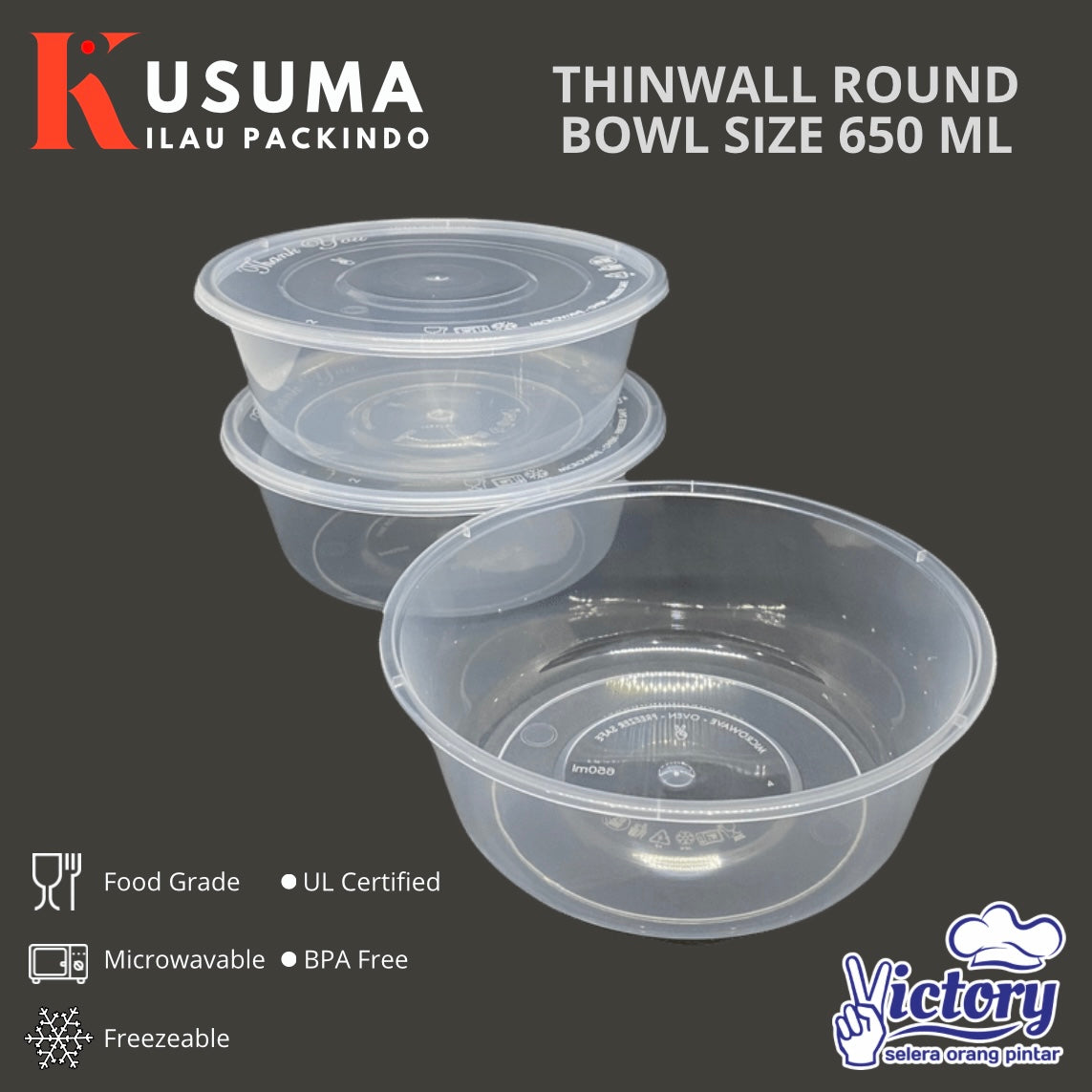 VICTORY THINWALL ROUND BOWL 650 ML