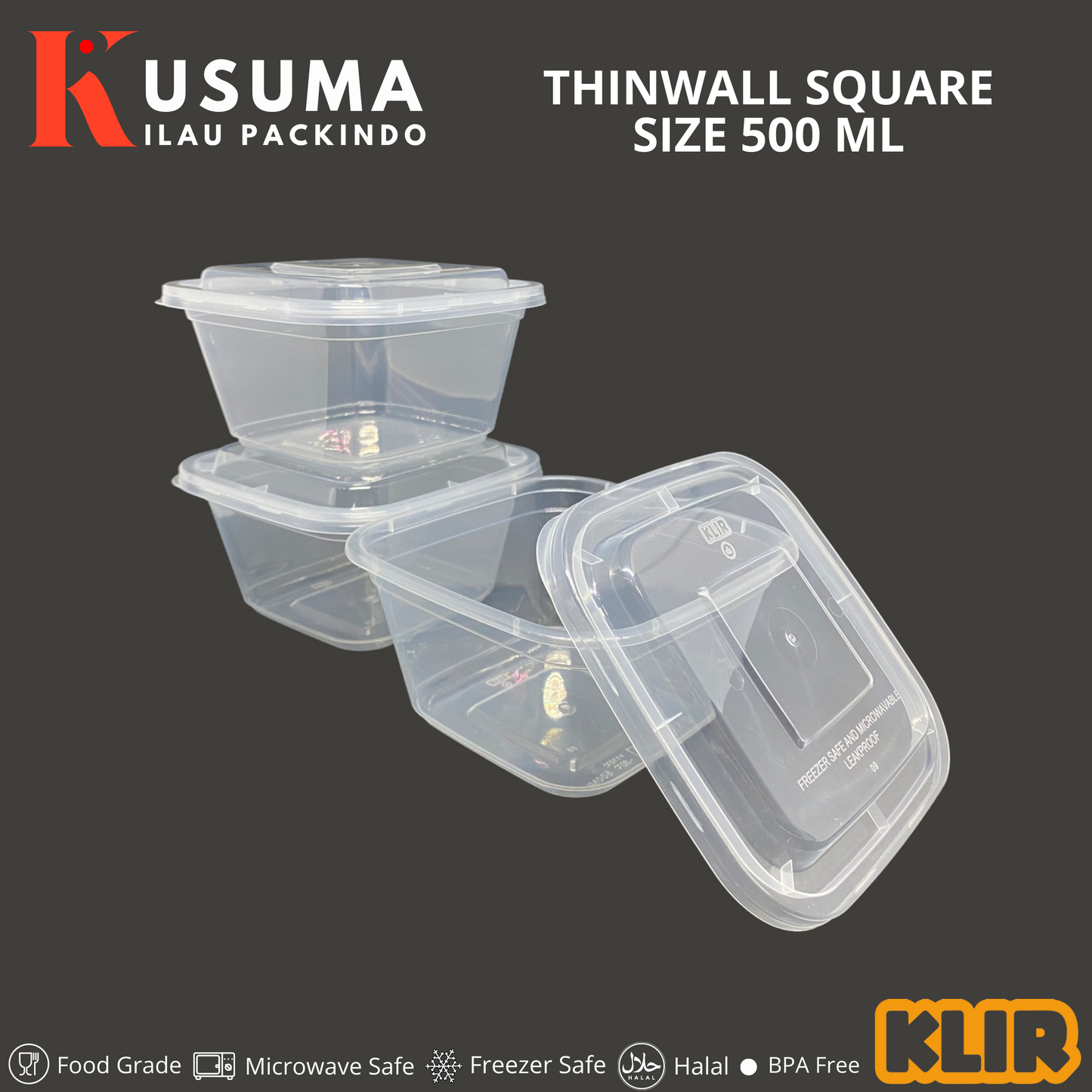 KLIR THINWALL SQUARE 500 ML