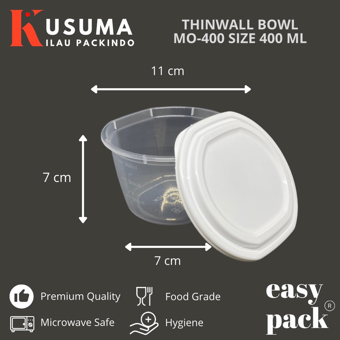 EASY PACK THINWALL CUP BOWL MO-400 TUTUP PUTIH 400 ML