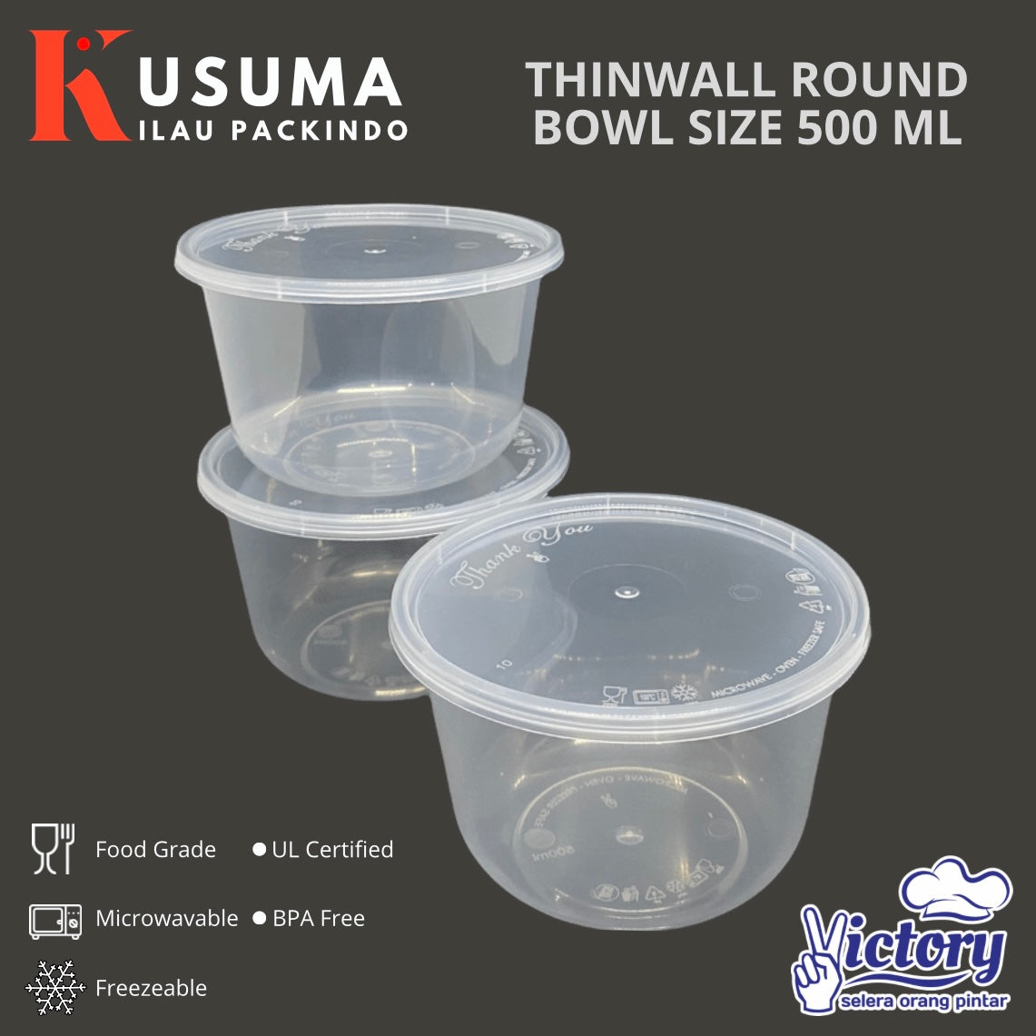 VICTORY THINWALL ROUND BOWL 500 ML