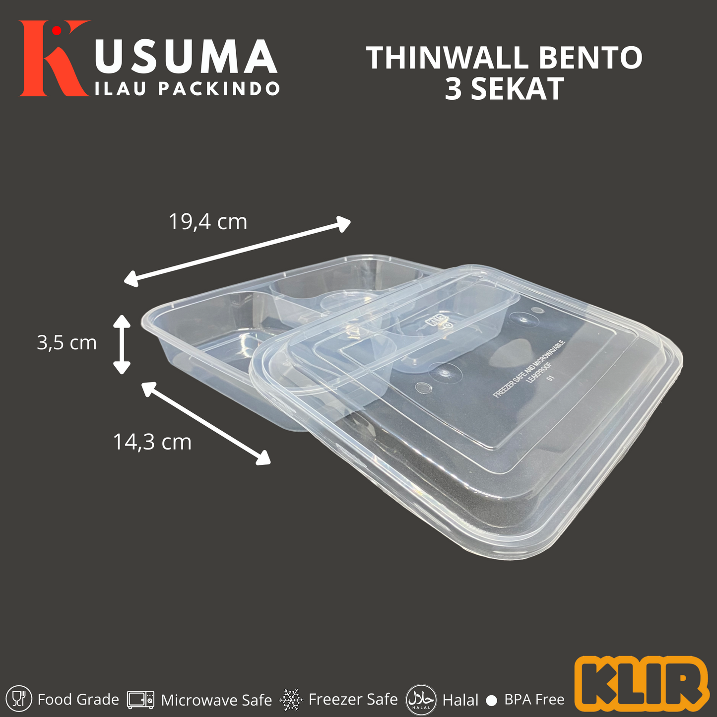 KLIR THINWALL BENTO 3 SEKAT DOME