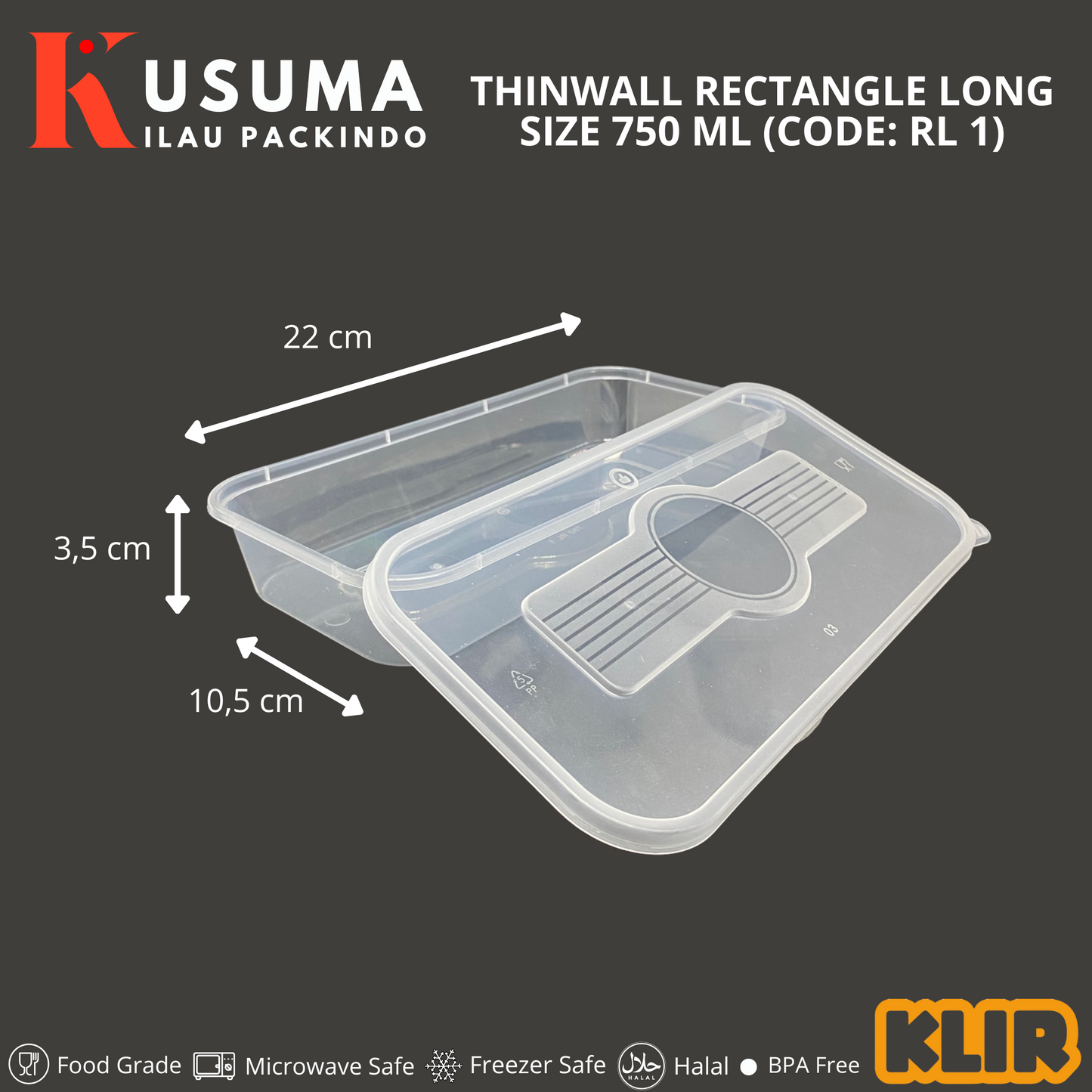 KLIR THINWALL RECTANGLE LONG (RL 1) 750 ML