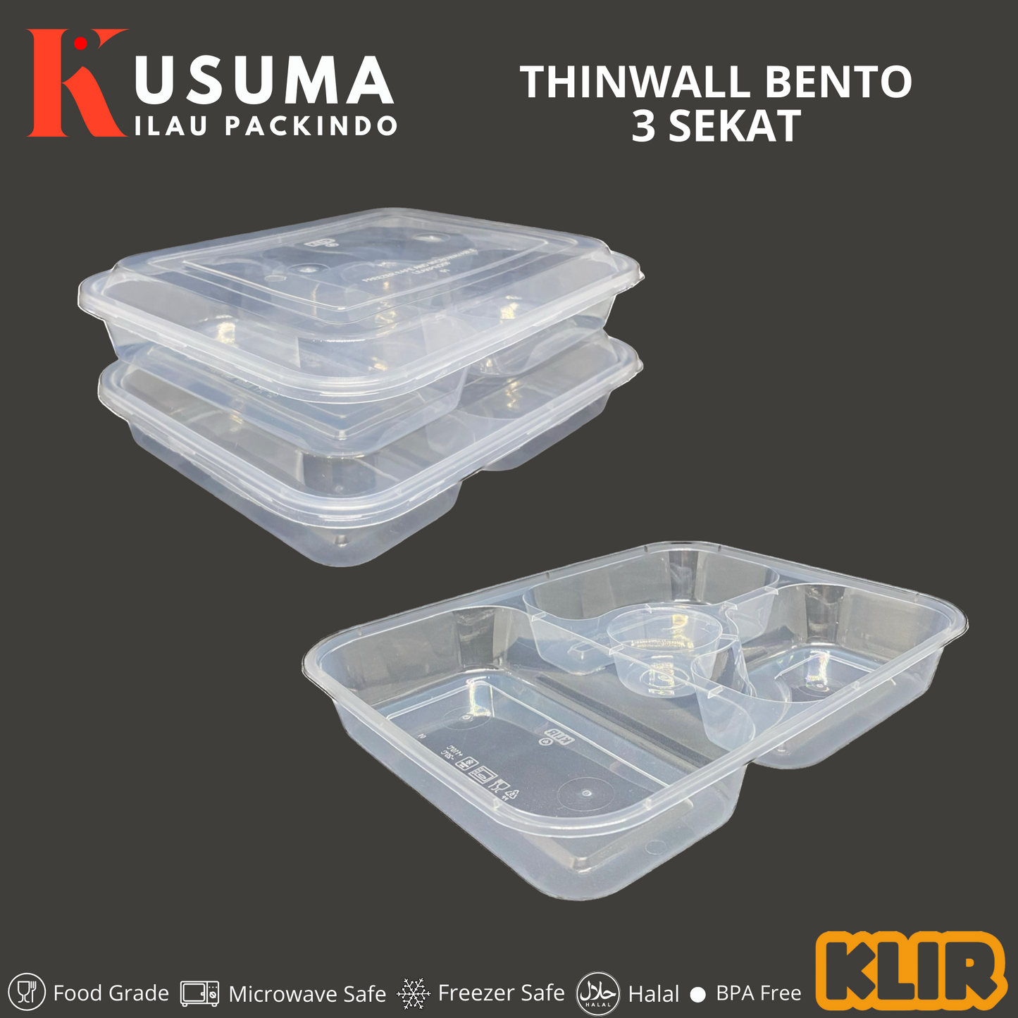 KLIR THINWALL BENTO 3 SEKAT DOME