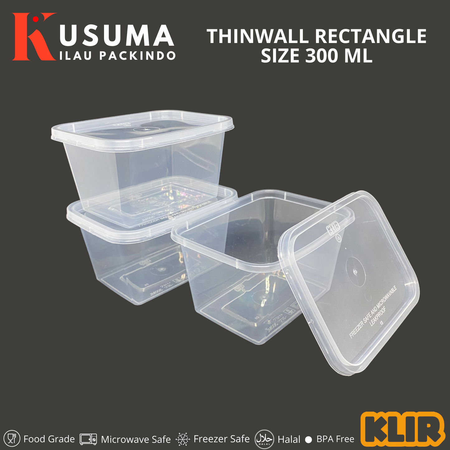 KLIR THINWALL RECTANGLE 300 ML