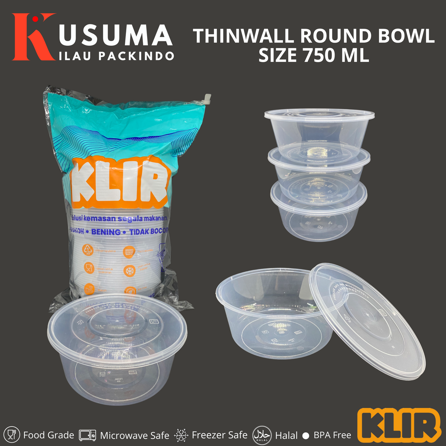 KLIR THINWALL ROUND BOWL 750 ML