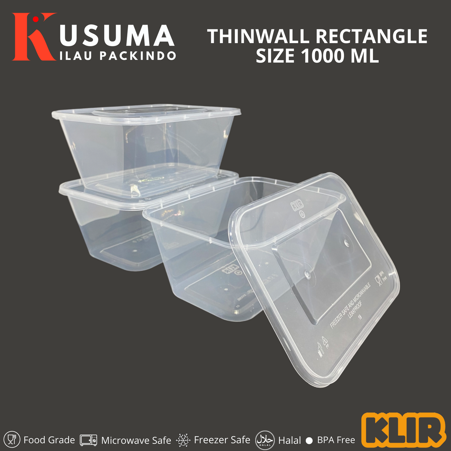 KLIR THINWALL RECTANGLE 1000 ML