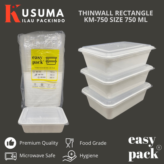 EASY PACK THINWALL RECTANGLE KM-750 PUTIH SUSU 750 ML