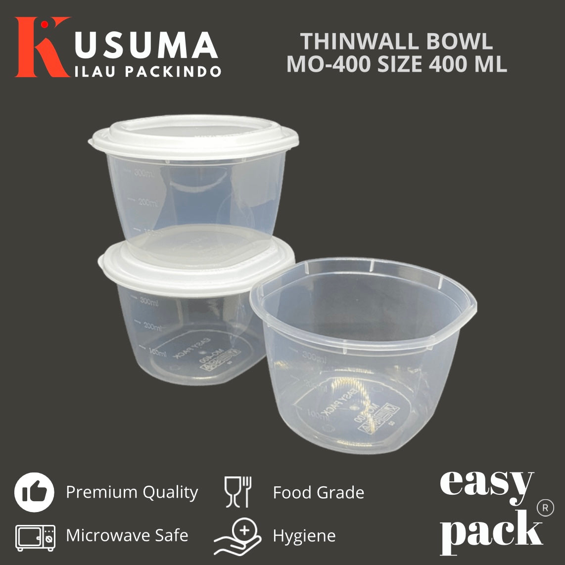 EASY PACK THINWALL CUP BOWL MO-400 TUTUP PUTIH 400 ML