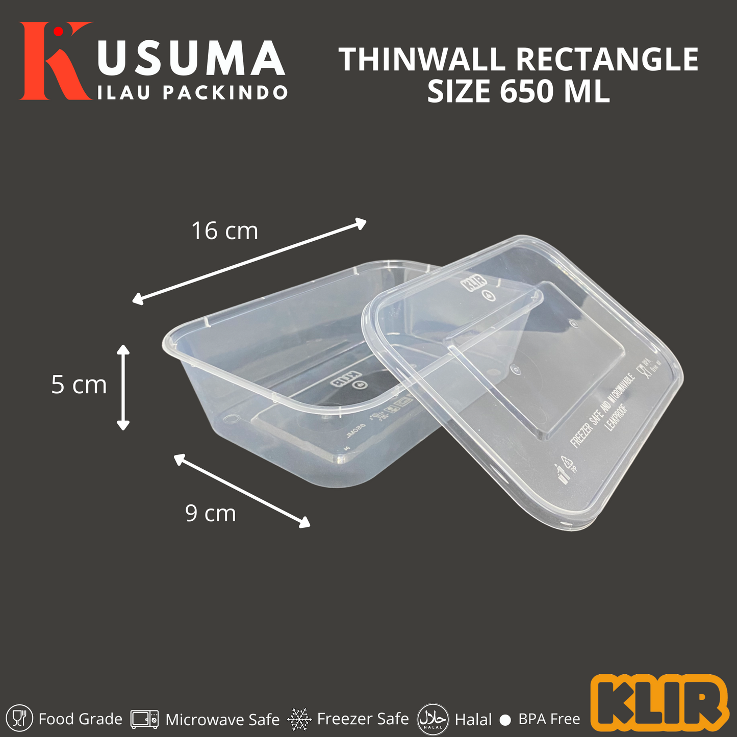 KLIR THINWALL RECTANGLE 650 ML
