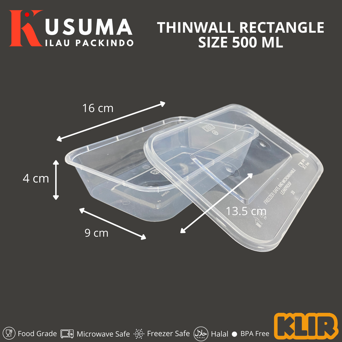 KLIR THINWALL RECTANGLE 500 ML