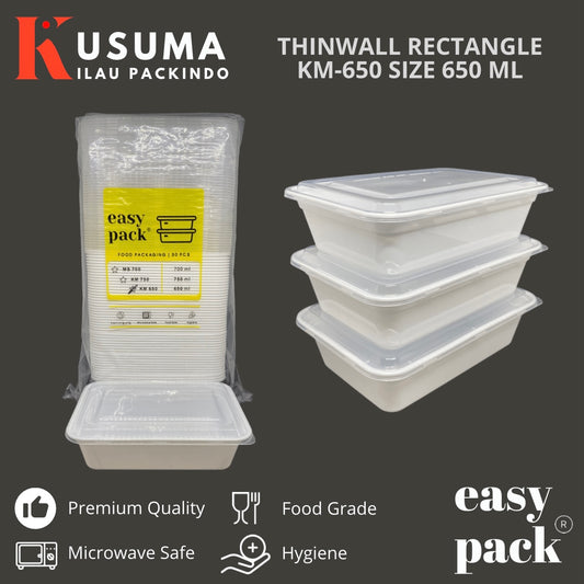 EASY PACK THINWALL RECTANGLE KM-650 PUTIH SUSU 650 ML