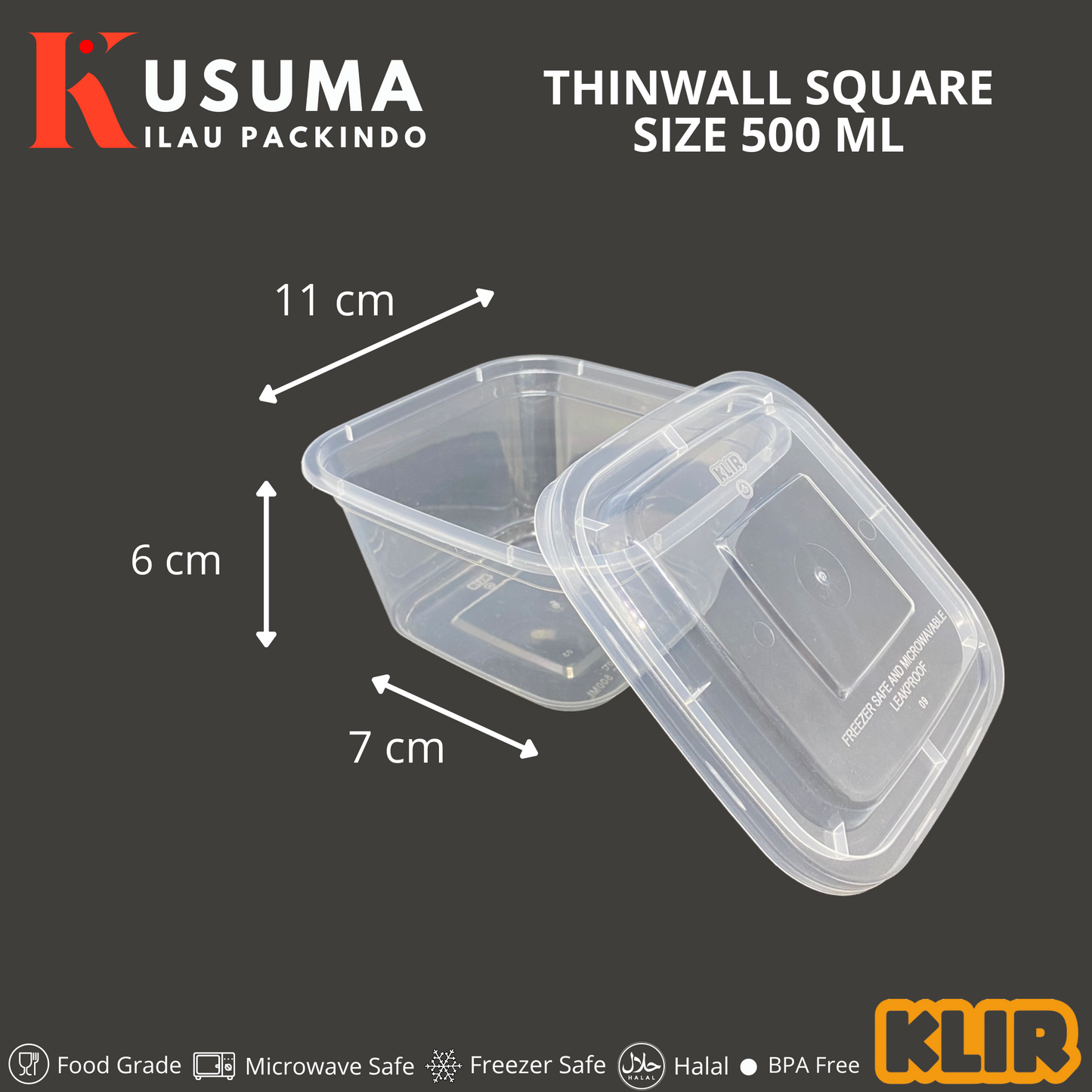 KLIR THINWALL SQUARE 500 ML
