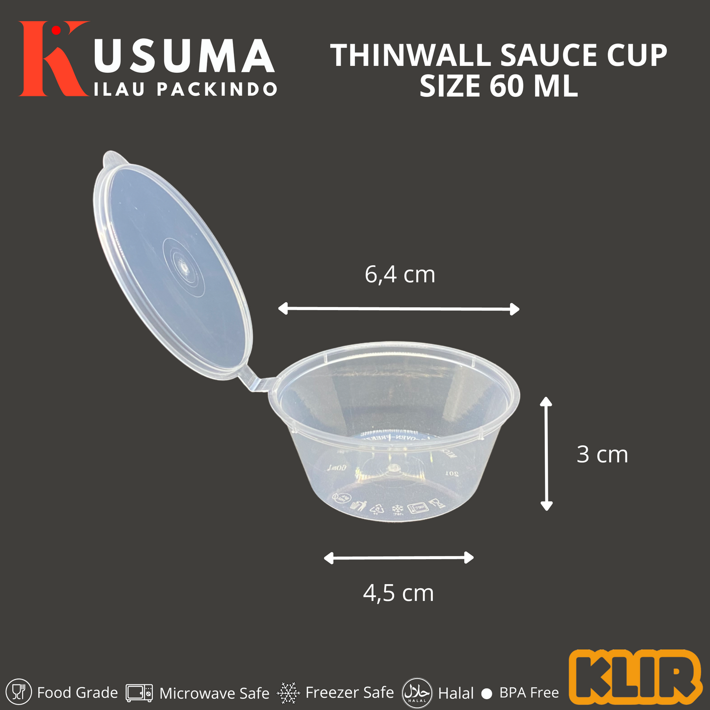 KLIR THINWALL SAUCE CUP 60 ML