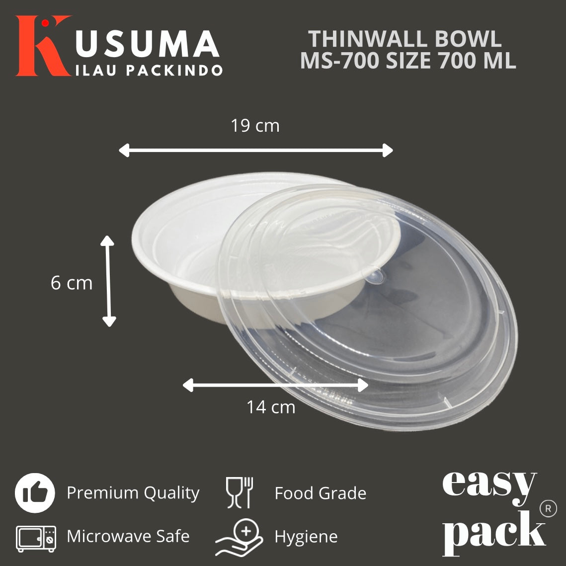 EASY PACK THINWALL BOWL MS-700 PUTIH SUSU 700 ML