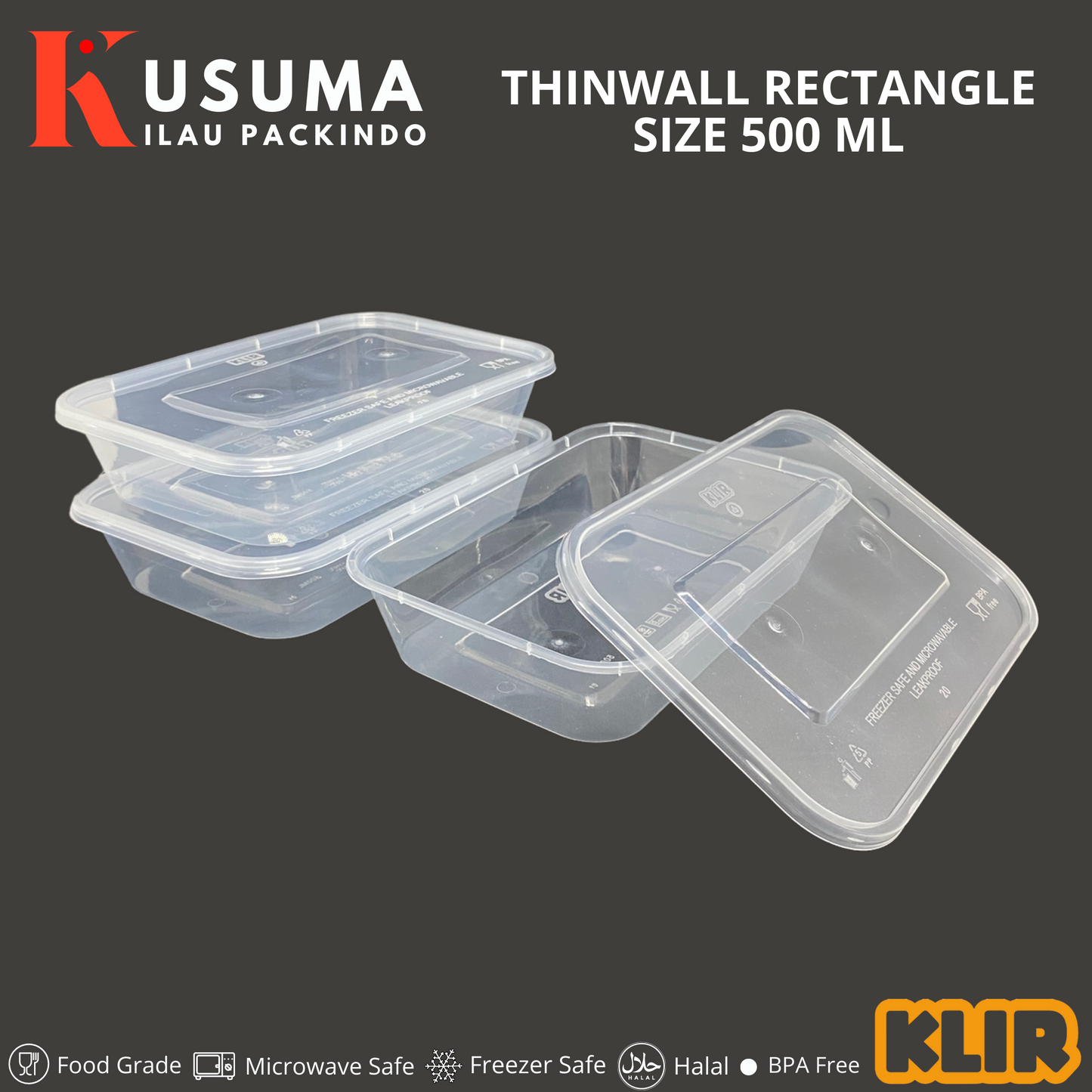 KLIR THINWALL RECTANGLE 500 ML