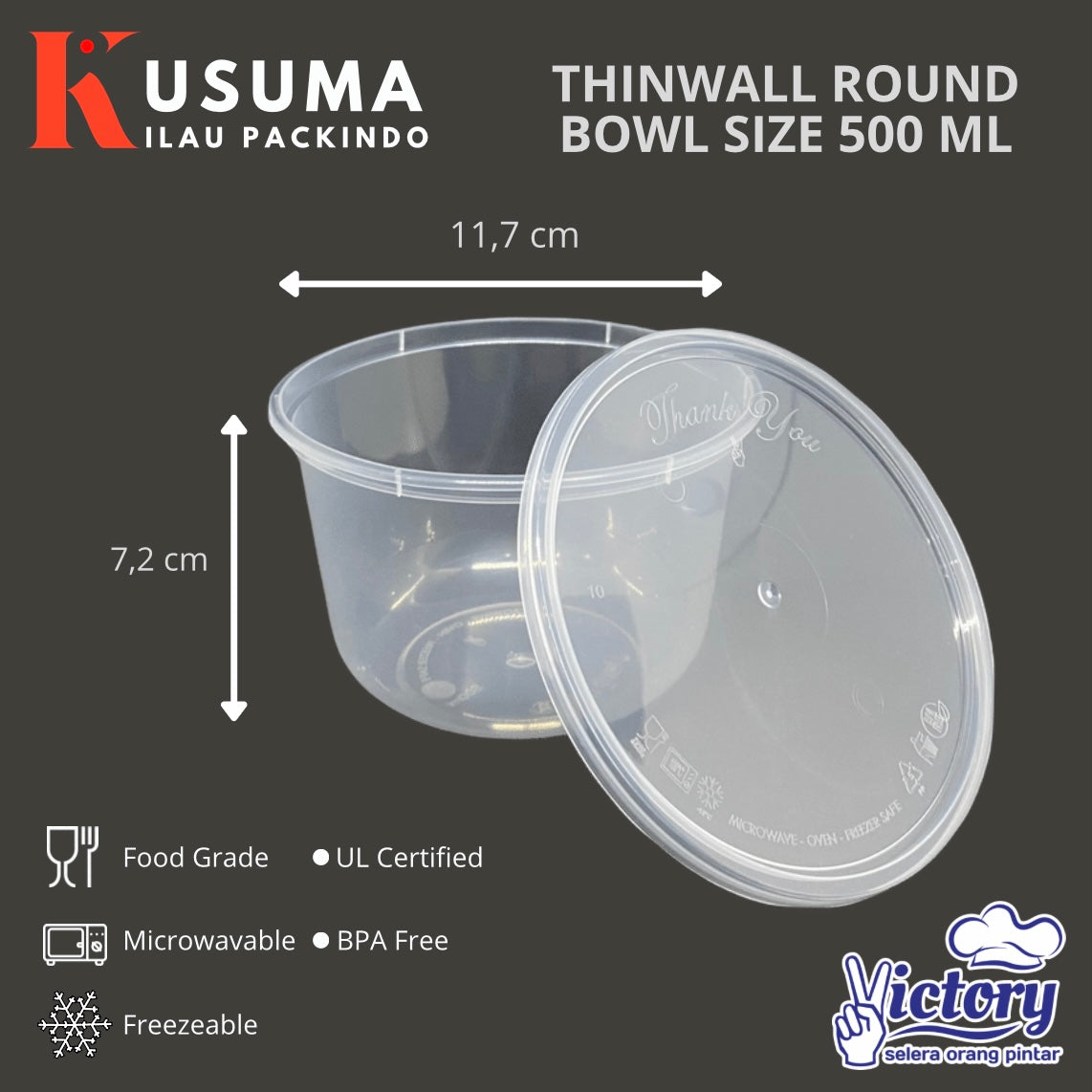 VICTORY THINWALL ROUND BOWL 500 ML