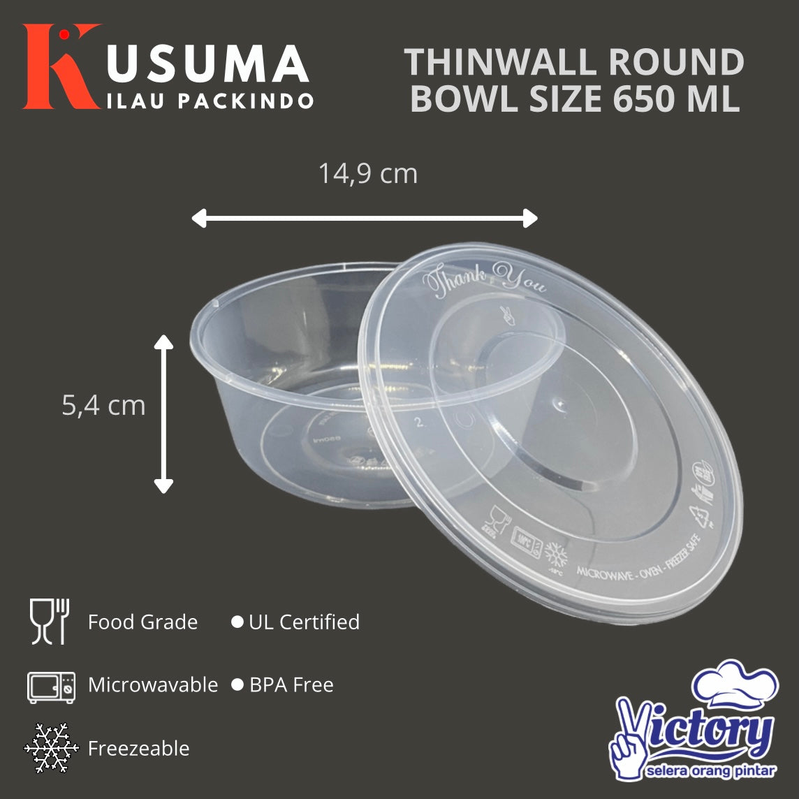 VICTORY THINWALL ROUND BOWL 650 ML
