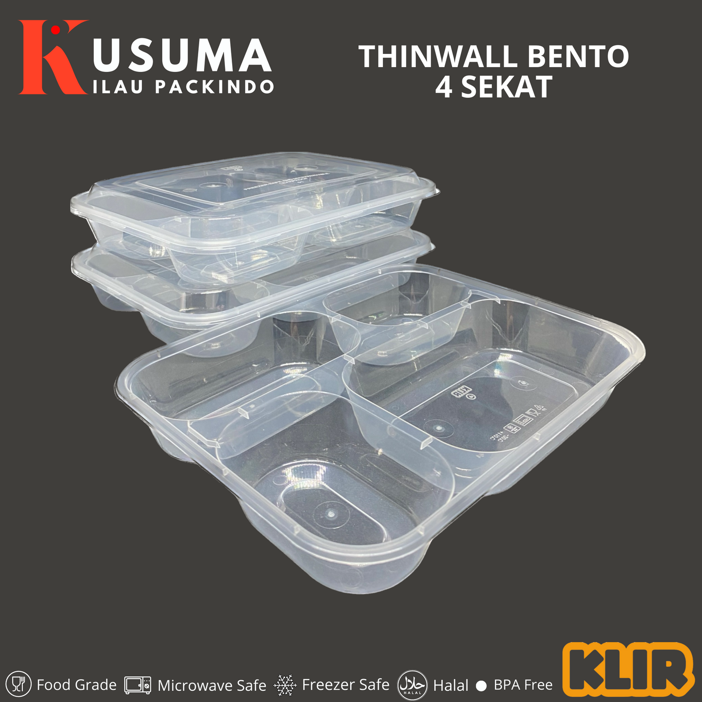 KLIR THINWALL BENTO 4 SEKAT DOME