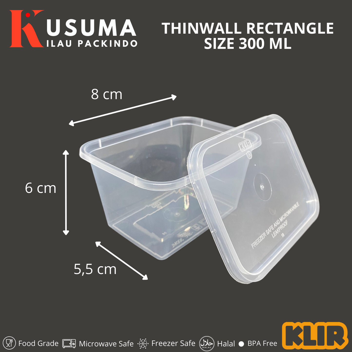 KLIR THINWALL RECTANGLE 300 ML