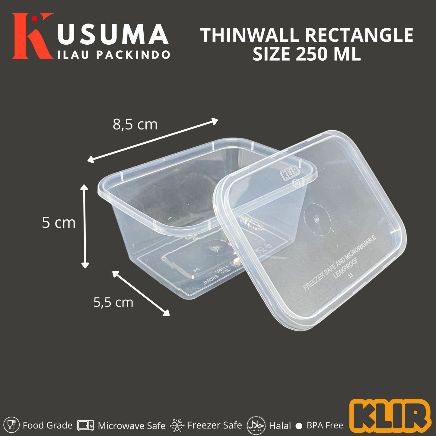KLIR THINWALL RECTANGLE 250 ML